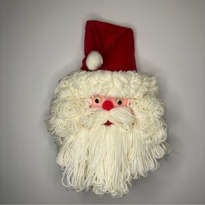 Bleach Bottle Santa Claus Face Yarn Christmas Wall Hanging Vintage Handmade